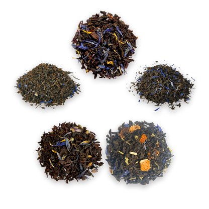 Earl Grey Tasting Box: the five loose leaf teas inside