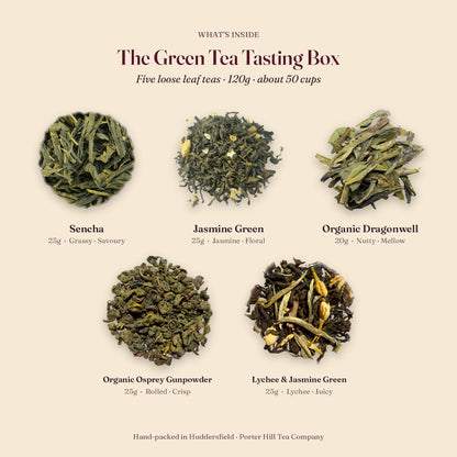 What's inside the Green Tea Tasting Box, with tasting notes