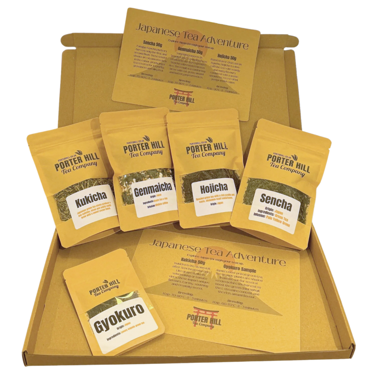 Japanese Green Tea Adventure gift box with five loose leaf teas