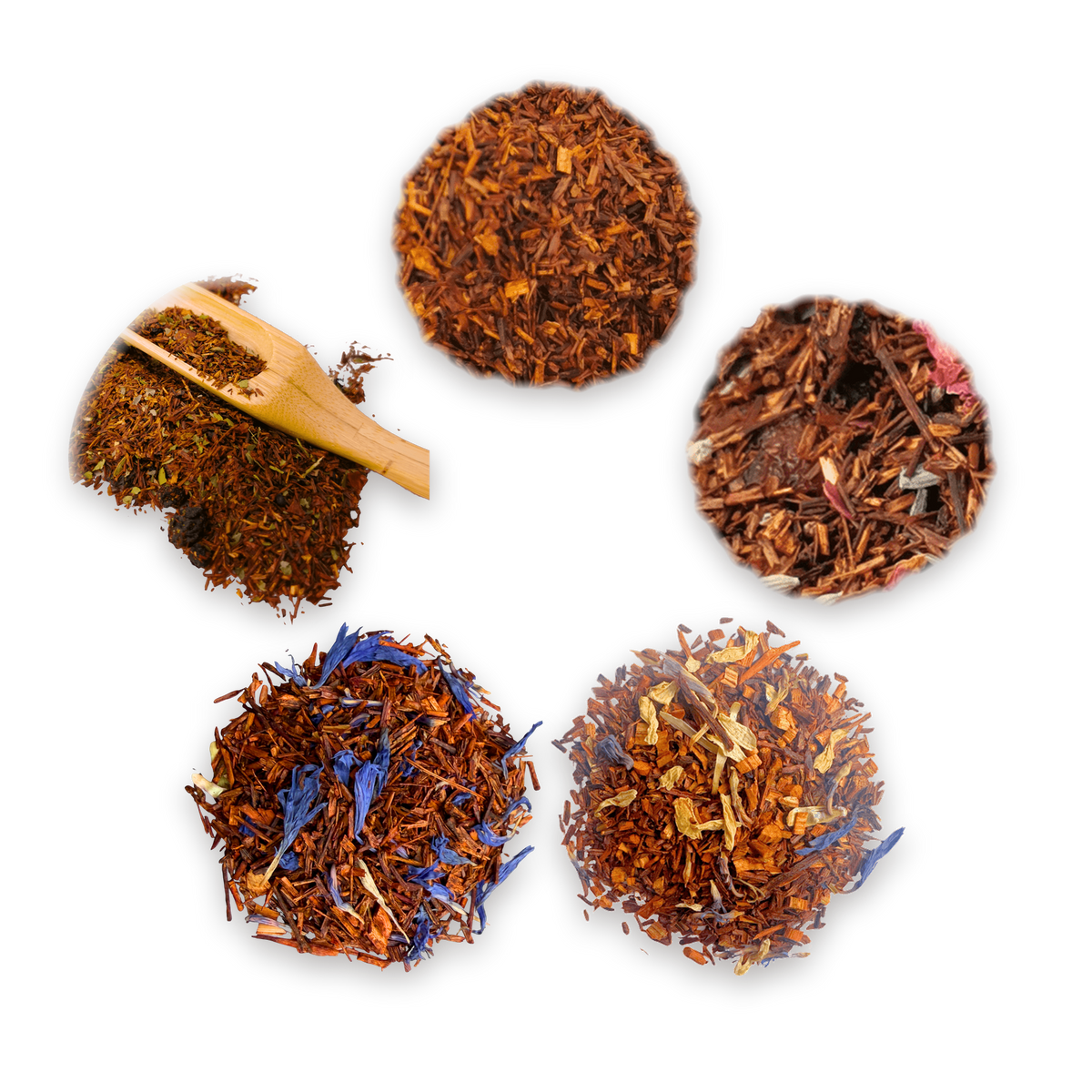 Rooibos Tasting Box: the five loose leaf teas inside