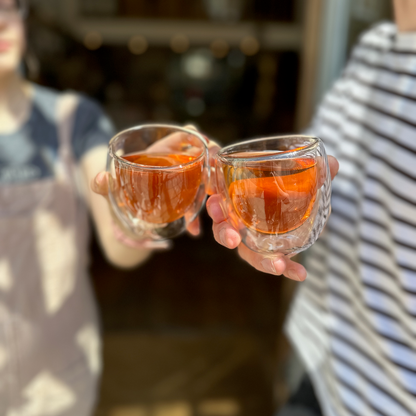 A glass of brewed tea photographed at Porter Hill in Huddersfield