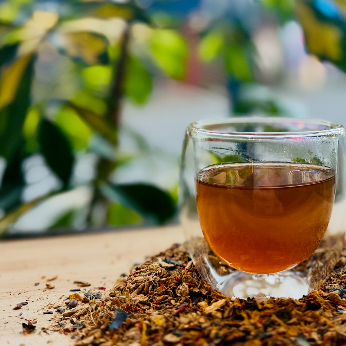 A glass of brewed tea photographed at Porter Hill in Huddersfield