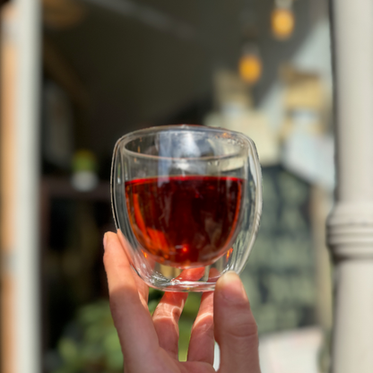 A glass of brewed tea photographed at Porter Hill in Huddersfield