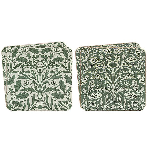 Set of four cork-backed William Morris Acorn coasters
