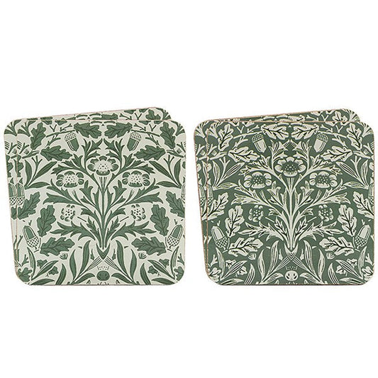 Set of four cork-backed William Morris Acorn coasters
