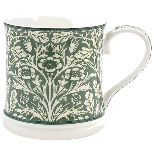 William Morris Acorn fine china tankard mug on a transparent background