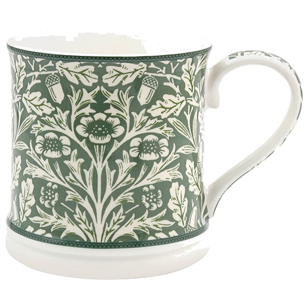 William Morris Acorn fine china tankard mug on a transparent background